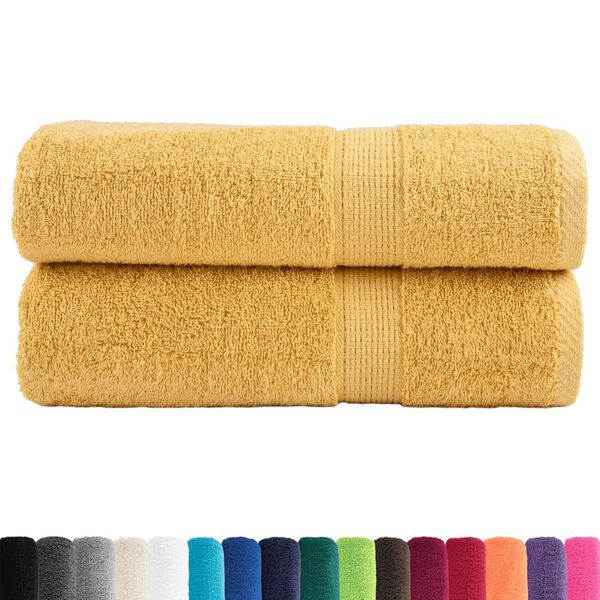 vidaXL Premium Duscht&uuml;cher SOLUND 2 Stk. Gold 70x140 cm 600 g/m&sup2;