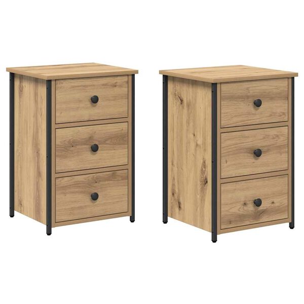 vidaXL Nachttisch mit Schubladen 2 pcs Braun 40 x 36 x 60 cm