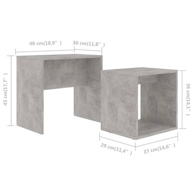 vidaXL Couchtisch-Set Betongrau 48x30x45 cm Holzwerkstoff