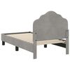 vidaXL Kinderbettgestell mit Kopfteil Hellgrau 70 x 140 cm Samt