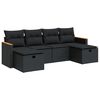 vidaXL 6-tlg. Garten-Sofagarnitur mit Kissen Schwarz Poly Rattan