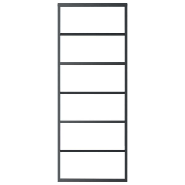 vidaXL Schiebetür ESG-Glas und Aluminium 76x205 cm Schwarz