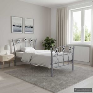 vidaXL Einzelbett mit Fu&szlig;ball-Design Grau Metall 90x200 cm