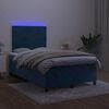 vidaXL Boxspringbett mit Matratze & LED Dunkelblau 120x190 cm Samt