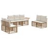 vidaXL Outdoor-Sofagarnitur 7 pcs Nat&uuml;rlich und Cremwei&szlig; Polyester