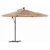 vidaXL Sonnenschirm mit LED und Stahlmast Braun 246x246x230 cm