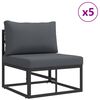 vidaXL Gartensofa-set mit Kissen 9 pcs Schwarz Aluminium