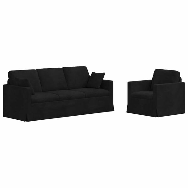 vidaXL Sofa Set 2 pcs Schwarz 198 x 78 x 80 cm Samt