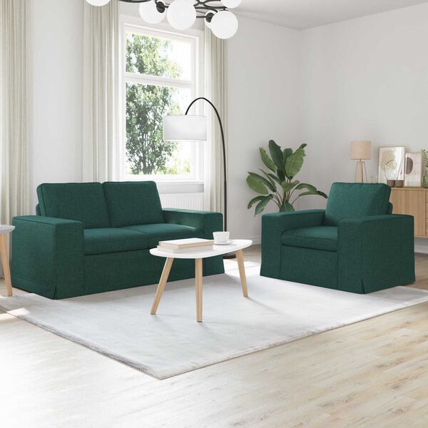 vidaXL Sofa 2 pcs Dunkelgr&uuml;n