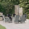 vidaXL 7-tlg. Garten-Essgruppe Hellgrau Poly Rattan