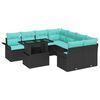 vidaXL Garten-Sofa-Set mit Kissen 9 pcs Schwarz Poly Rattan