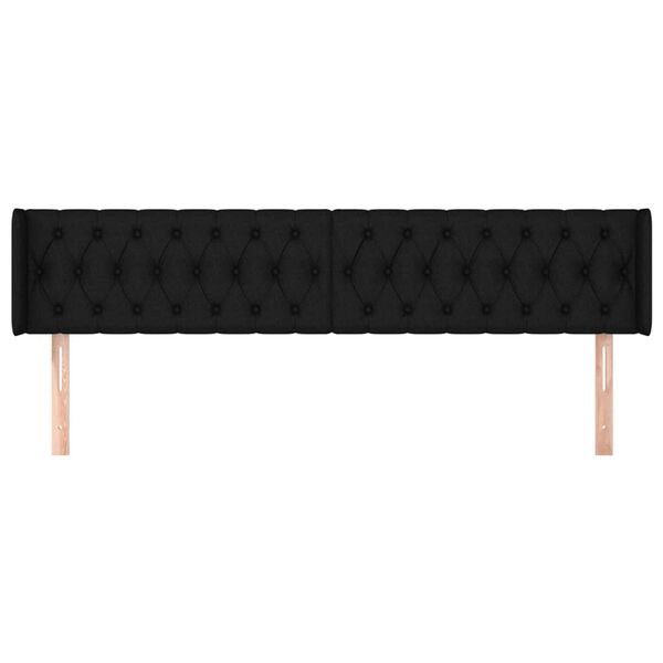 vidaXL Kopfteil mit Ohren Schwarz 203x16x78/88 cm Stoff