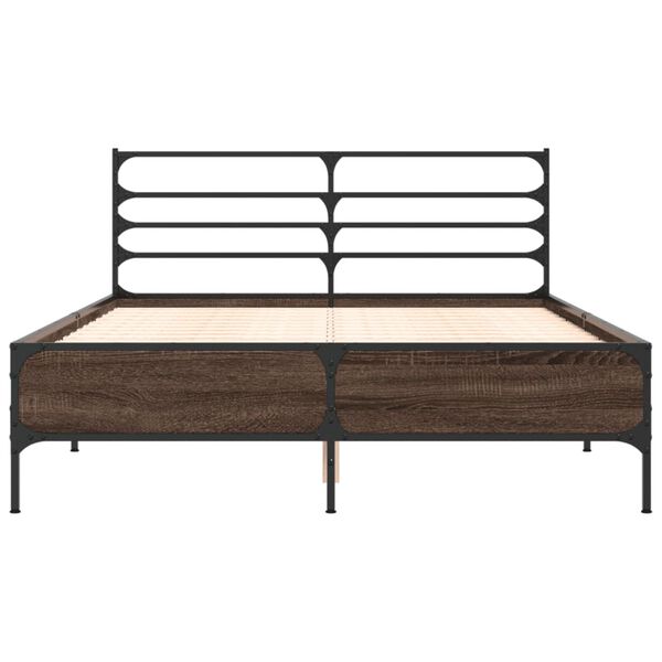 vidaXL Bettgestell Braun Eichen-Optik 120x200 cm Holzwerkstoff Metall