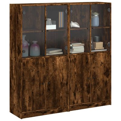vidaXL Bücherschrank mit Türen Räuchereiche 136x37x142cm Holzwerkstoff