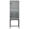 vidaXL Beistellschrank mit Glast&uuml;r Grau Sonoma 35x37x100 cm