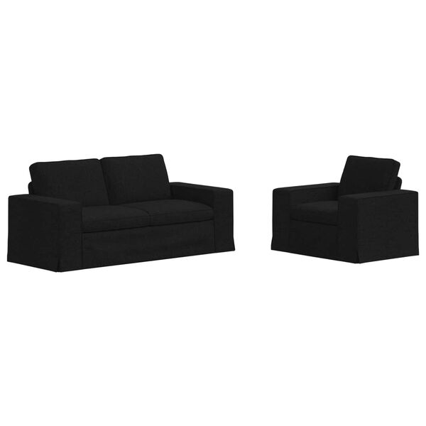 vidaXL Sofa 2 pcs Schwarz