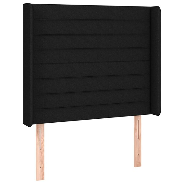 vidaXL Kopfteil mit Ohren Schwarz 83x16x118/128 cm Stoff