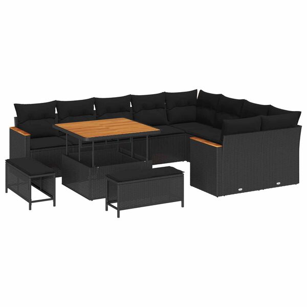 vidaXL Gartensofa-set 12 pcs Schwarz Poly-Rattan