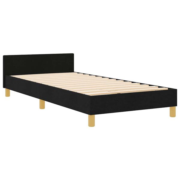 vidaXL Bettgestell mit Kopfteil Schwarz 90 x 190 cm Stoff