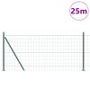 vidaXL Zaun mit Pfosten Gr&uuml;n 1 x 25 m Stahl und PVC