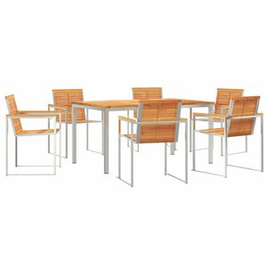 vidaXL Garten Essgruppe 7 pcs Massives Akazienholz und Edelstahl