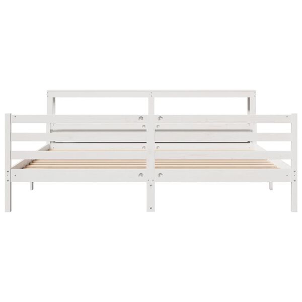 vidaXL Bettgestell mit Kopfteil ohne Matratze Wei&szlig; 180x200 cm