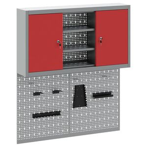 vidaXL Werkzeugschrank-Set 3 Stk. Rot Pulverbeschichteter Stahl