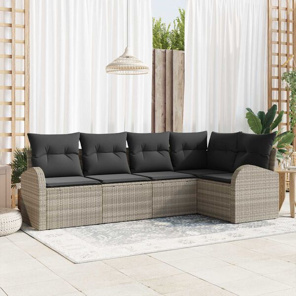 vidaXL Sofa Set mit Kissen Hellgrau Polyester