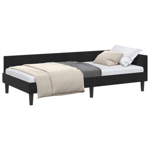 vidaXL Eckbettgestell Schwarz 90 cm x 200 cm SamtundSperrholz