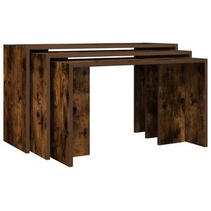 vidaXL Satztische 3 Stk. R&auml;uchereiche Holzwerkstoff