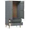 vidaXL Kleiderschrank MOLDE Grau 90x55x175 cm Massivholz Kiefer