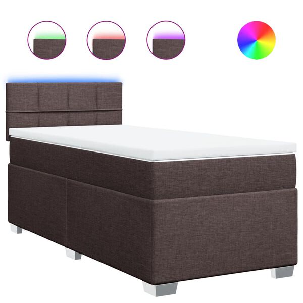 vidaXL Boxspringbett mit Matratze Dunkelbraun 90x200 cm Stoff