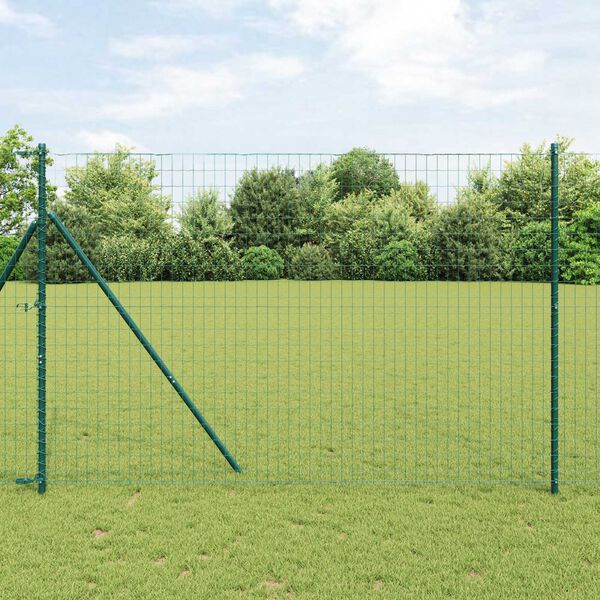 vidaXL Zaun mit Pfosten Gr&uuml;n 1,5 x 10 m Stahl und PVC