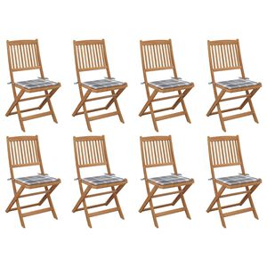 vidaXL Klappbare Gartenst&uuml;hle mit Kissen 8 Stk. Massivholz Akazie
