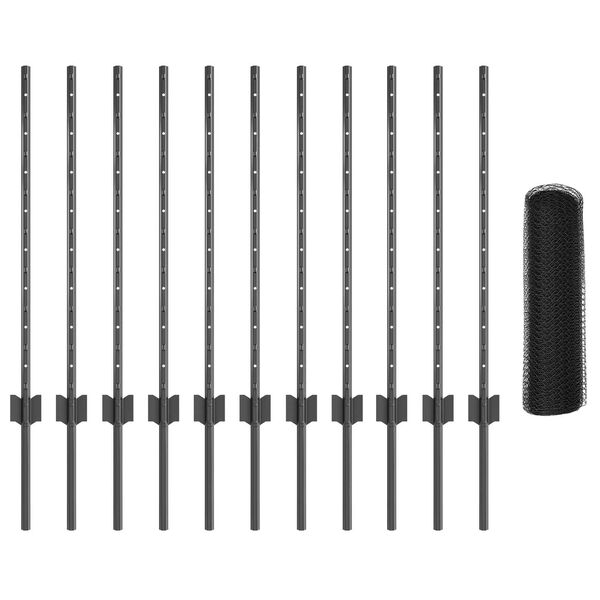 vidaXL Zaun mit Pfosten Grau 0,8 x 25 m Stahl