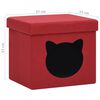 vidaXL Hocker mit Stauraum Katzenmuster Weinrot Stoff