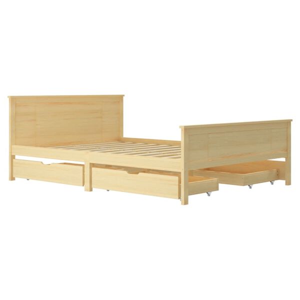 vidaXL Massivholzbett mit 4 Schubladen Kiefer 160x200 cm