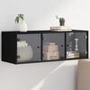 vidaXL Wandschrank mit Glast&uuml;ren Schwarz 102x37x35 cm