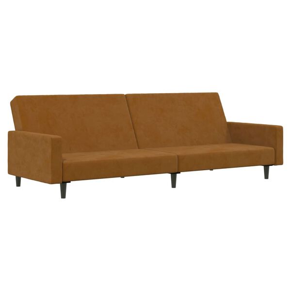 vidaXL Schlafsofa 2-Sitzer mit Fu&szlig;hocker Braun Samt