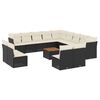 vidaXL 14-tlg. Garten-Sofagarnitur mit Kissen Schwarz Poly Rattan