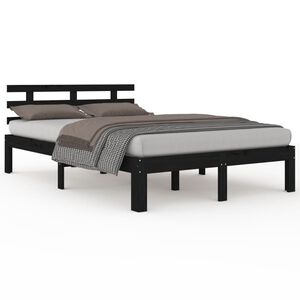 vidaXL Massivholzbett Schwarz 200x200 cm