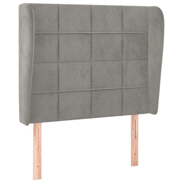 vidaXL Kopfteil mit Ohren Hellgrau 83x23x118/128 cm Samt