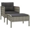 vidaXL 2-tlg. Garten-Lounge-Set mit Kissen Grau Poly Rattan