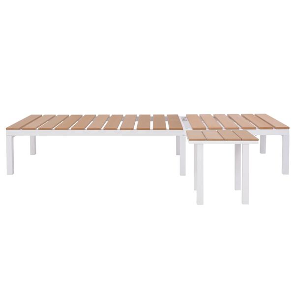 vidaXL Sonnenliege mit Tisch Aluminium WPC Wei&szlig; und Braun