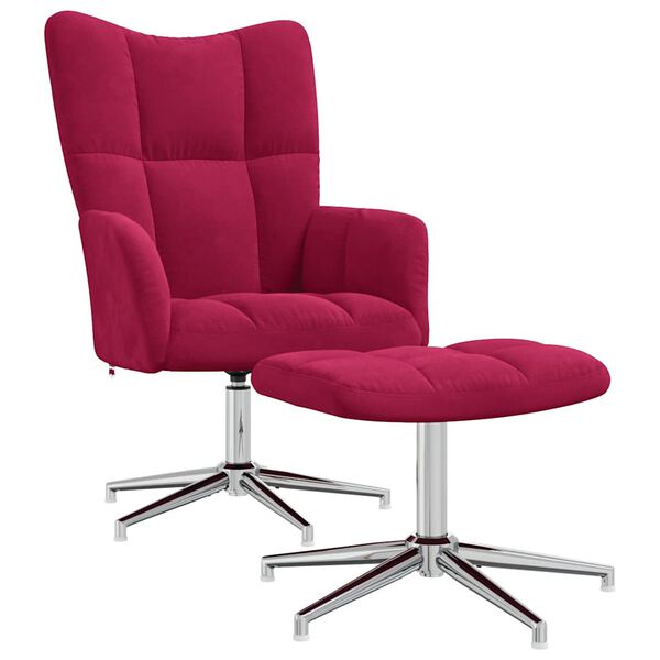 vidaXL Relaxsessel mit Hocker Weinrot Samt