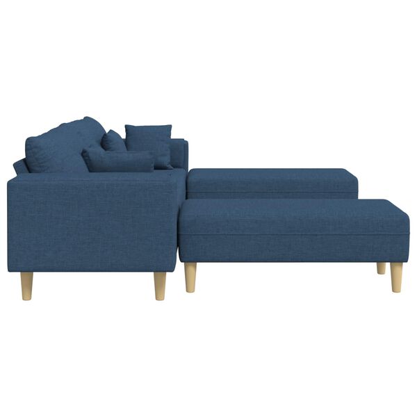vidaXL Sofa mit Kissen 3 pcs Blau Stoff