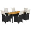 vidaXL 7-tlg. Garten-Essgruppe mit Kissen Schwarz Poly Rattan