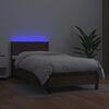 vidaXL Boxspringbett mit Matratze & LED Braun 90x190 cm Kunstleder