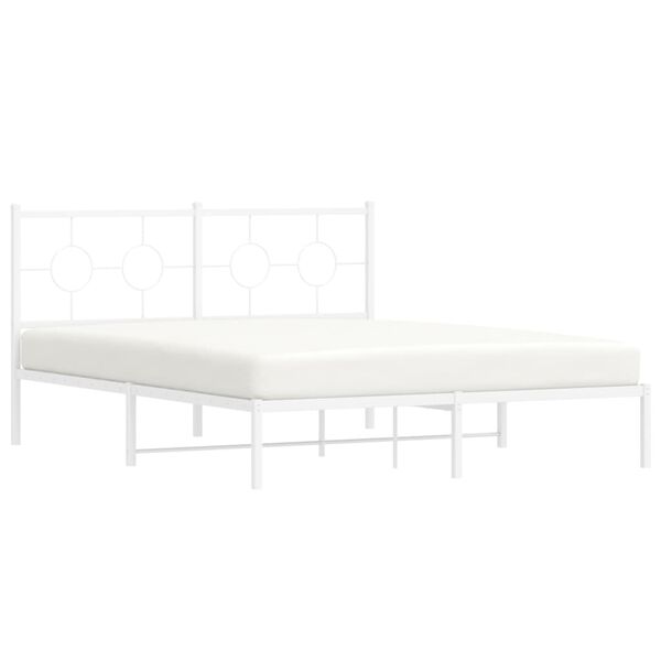 vidaXL Bettgestell mit Kopfteil Metall Wei&szlig; 160x200 cm