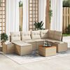 vidaXL Gartensofa-set mit Kissen 7 pcs Beige Poly-Rattan